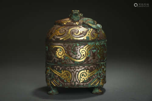Gold and Silver Lidded Box