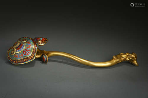 Gilt Copper Cloisonne Ruyi Scepter