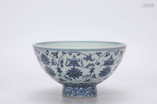 Blue and White Eight Emblems Bowl