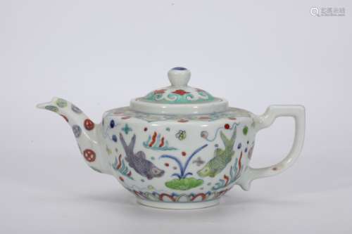 Doucai Fish Teapot