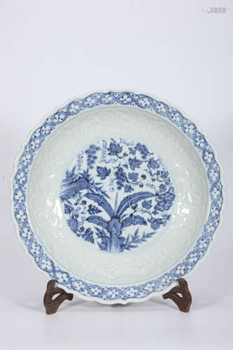 Blue and White Flower Dish