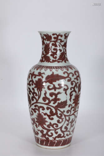 Underglazed Red Scrolling Lotus Bulaster Vase