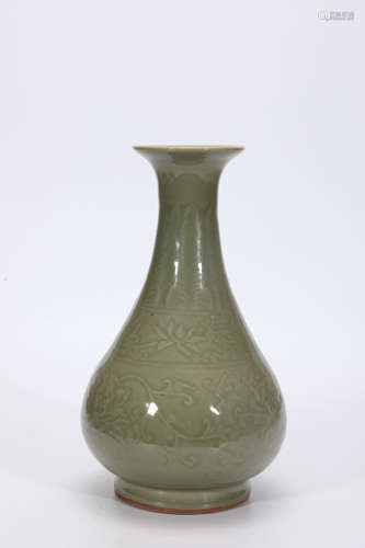 Longquan Ware Scrolling Lotus Pear Vase