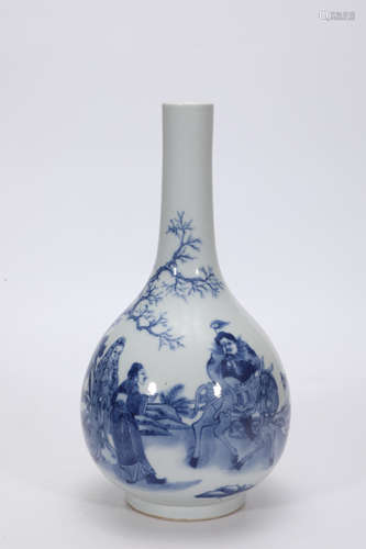 Blue and White Figure Globular Vase