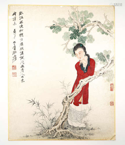Chinese Court Lady Painting by Zhang Daqian