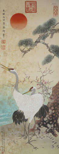 The Cranes and Pine tree，by Guangxu Emperor