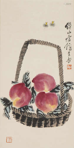 The Peaches，Painting by Qi Baishi