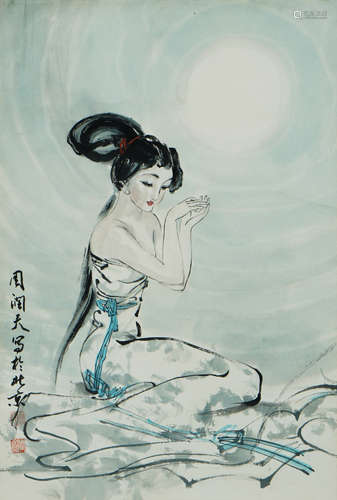 Chinese Figure Painting by Zhou Runtian