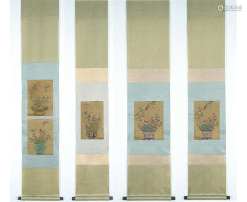 Chinese Four Screens of Bird-and-Flower，by Zou Yigui