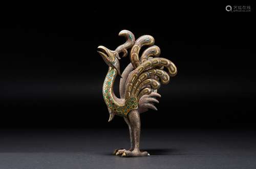 Han Dynasty inlaid with gold and silver peacock