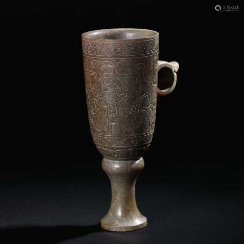 Han Dynasty Hetian Jade Figure Cup