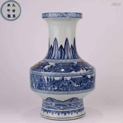 Qing Dynasty Blue and White Flower Statue