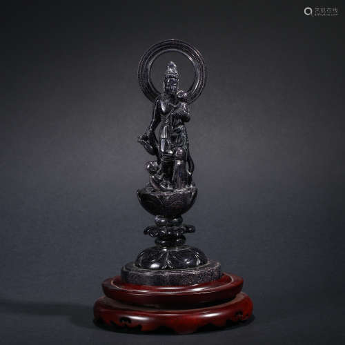 Qing dynasty Crystal stone guanyin giving children