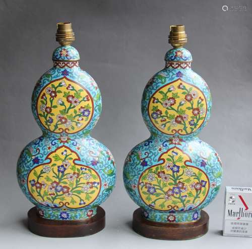 Qing Dynasty cloisonne flowers Gourd bottle