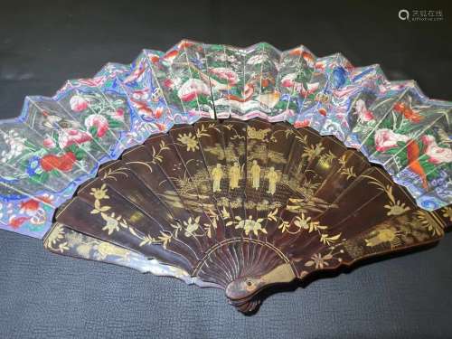 Qing Dynasty Flower Bamboo Fan