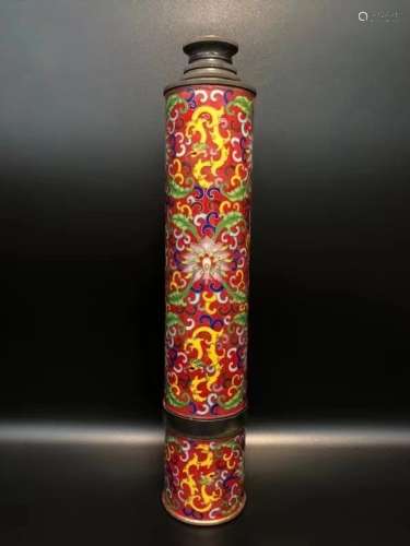 Qing Dynasty Cloisonne Flower Axis