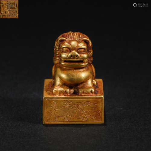 Yuan Dynasty Golden Lion Head Seal