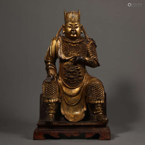 Qing Dynasty Gilt Bronze Guan Gong like