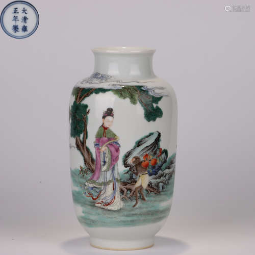 Qing dynasty famille rose character bottle