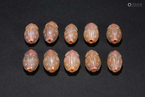 Han Dynasty Hetian jade rabbit-shaped beads