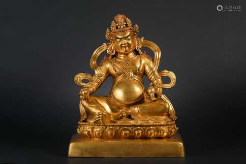 Qing Dynasty Gilt Bronze Yellow God of Wealth