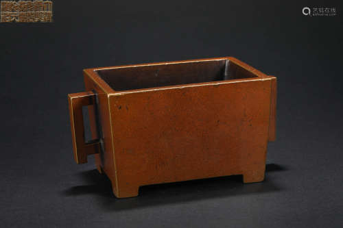 Qing Dynasty Bronze Square Furnace