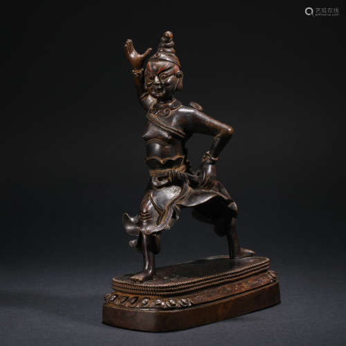 Qing Dynasty Bronze Protector Statue