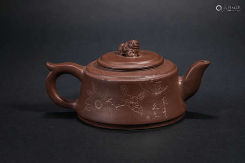 Qing Dynasty Poetry Purple Clay Teapot