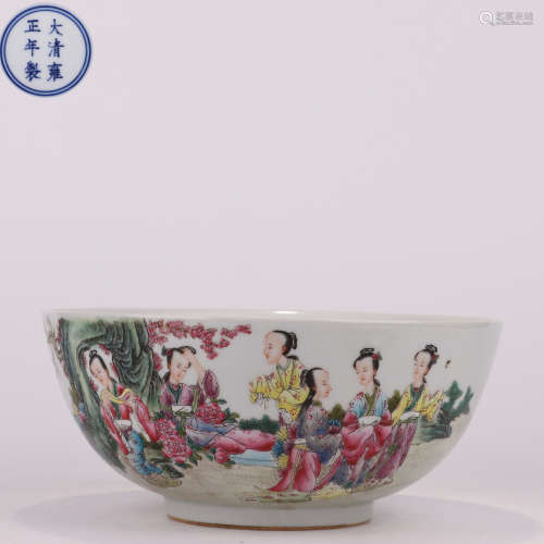 Qing Dynasty Pastel Figures Big Bowl