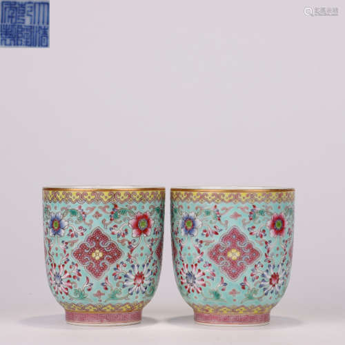Qing Dynasty Pastel Flower Cup