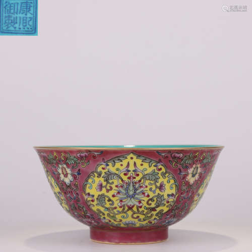 Qing dynasty pastel flowers big bowl