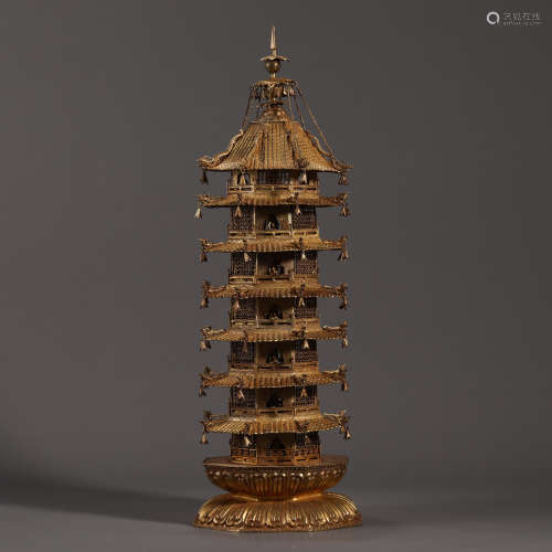 Yuan Dynasty Gilt Silver Stupa