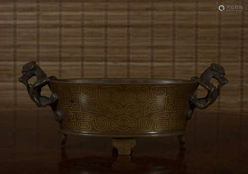 A bronze censer