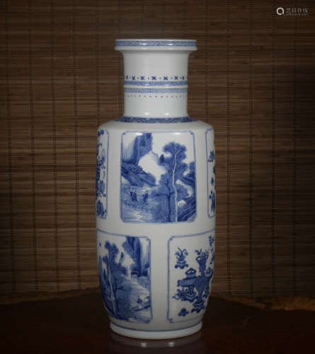 A blue and white 'landscape' vase