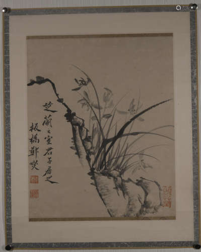 A Zheng banqiao's flowers painting(without frame)