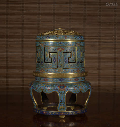 A Cloisonne enamel censer