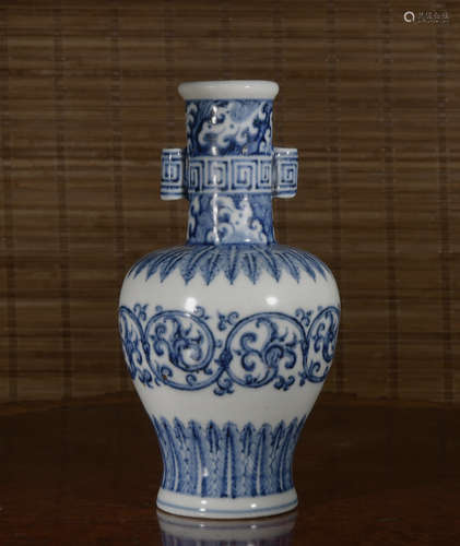 A blue and white vase