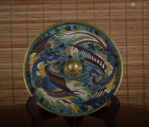 A Cloisonne enamel ' Phoenix' dish