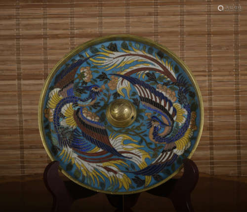 A Cloisonne enamel ' Phoenix' dish