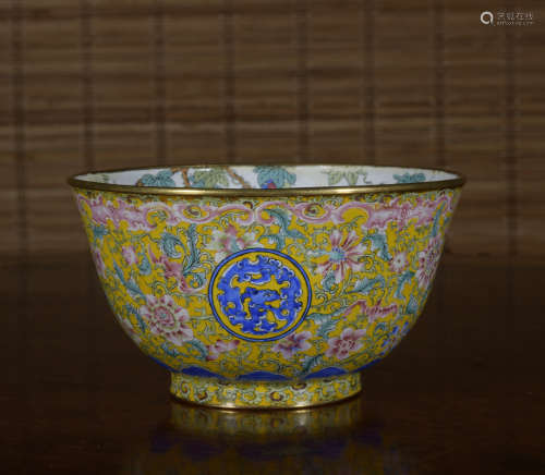A enamel 'floral' bowl