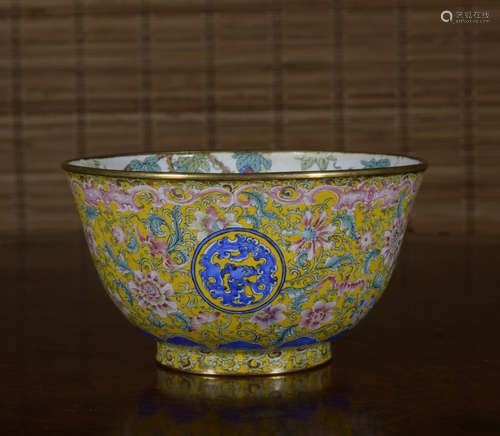 A enamel 'floral' bowl