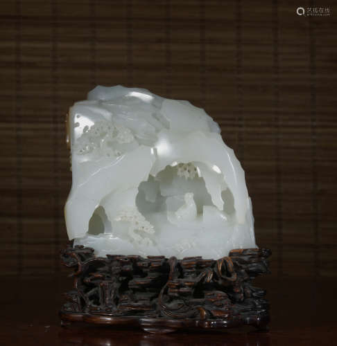 A jade figure and mountain ornament
