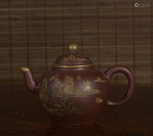A Zisha 'landscape' Tea pot