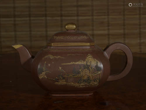 A Zisha 'landscape' Tea pot