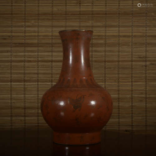 A red ground vase