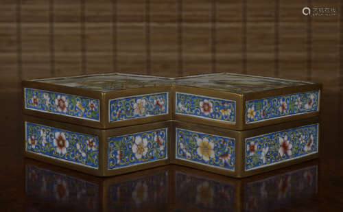 A enamel 'floral' box and cover