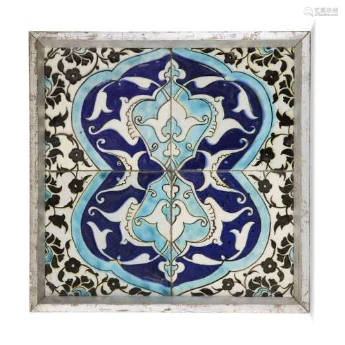 Ottoman Ceramic Glazed Tiles In Cobalt Blue