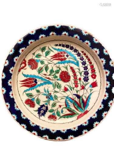 19th Century Turkish Ottoman Iznik Plate