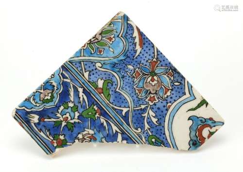 Islamic Iznik pottery tile fragment