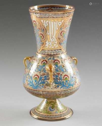 A MAMLUK STYLE ENAMELLED GLASS MOSQUE LAMP